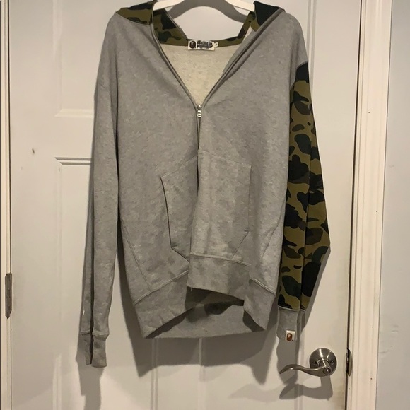 Bathing Ape Grey Full ZIP Shark Hoodie